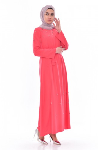 ELIFSU Beaded Belted Dress 1225-02 Coral 1225-02
