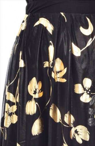 Foil Printed Skirt 00014-03 Black Gold 00014-03