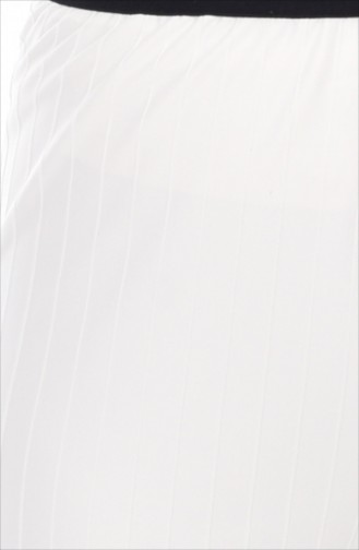 Lastikli Bol Paça Pantolon 0124-09 Beyaz