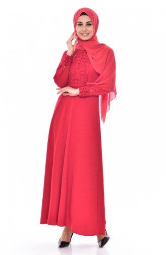 Claret Red Hijab Dress 2288-01
