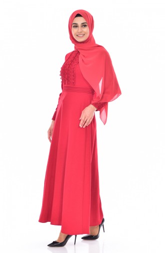 Claret Red Hijab Dress 2288-01