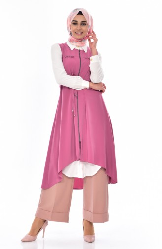 Asymmetrische Weste mit Reißverschluss 4735-07 Rosa 4735-07