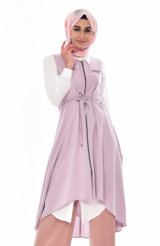 Asymmetrische Weste mit Reißverschluss 4735A-02 Rosa 4735A-02