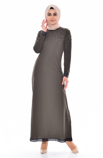 Khaki Hijab Dress 2180-03
