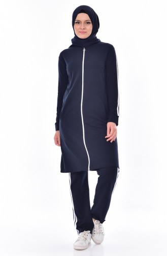 Zippered Tracksuit Suit 18068-02 Navy 18068-02