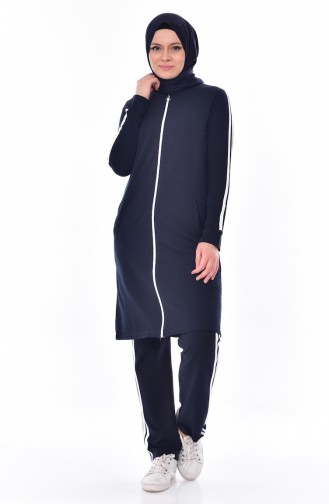 Zippered Tracksuit Suit 18068-02 Navy 18068-02