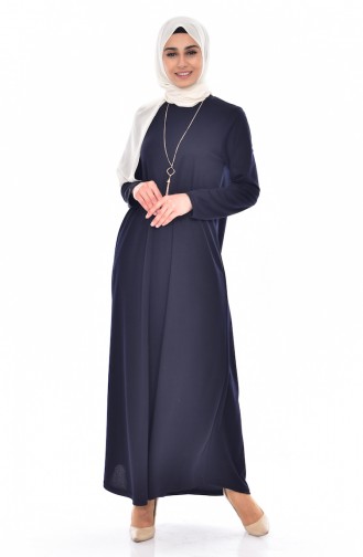Navy Blue Hijab Dress 0176-04