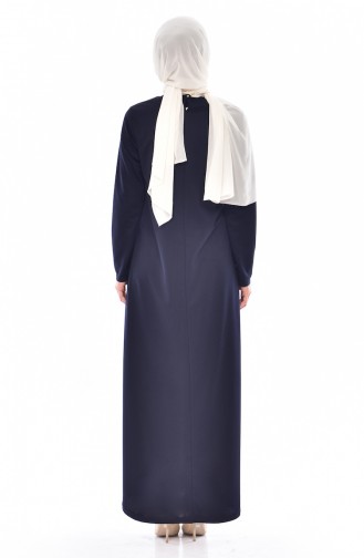 Navy Blue Hijab Dress 0176-04