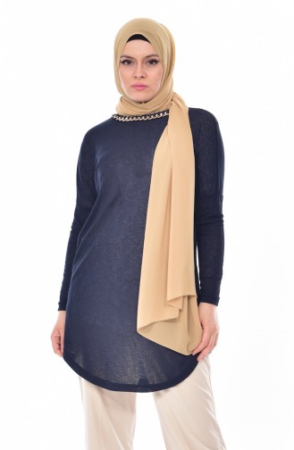 Kolyeli Tunik 0775-02 Lacivert