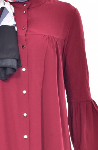 Buttoned Pleated Tunic 3181-03 Claret Red 3181-03
