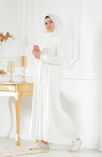 Ecru Hijab Dress 6012-01