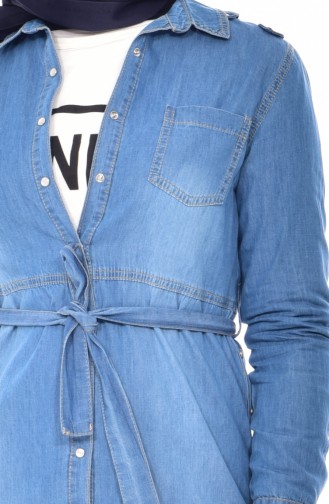 Jeans Tunika mit Druckknöpfen 1087-01 Jeans Blau 1087-01