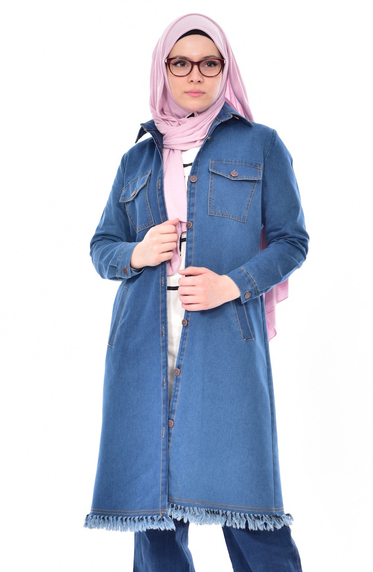 Uzun Kot Ceket 5364-02 Koyu Mavi