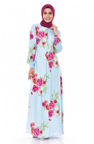 بينجيسو فستان بتصميم مُطبع 5040-04 لون ازرق 5040-04