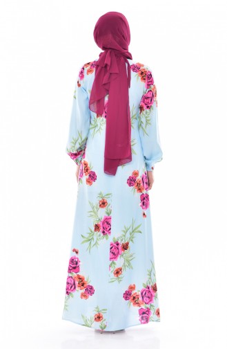 بينجيسو فستان بتصميم مُطبع 5040-04 لون ازرق 5040-04