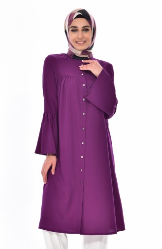 Buttoned Pleated Tunic  3181-11 Purple 3181-11