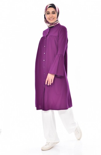 Buttoned Pleated Tunic  3181-11 Purple 3181-11