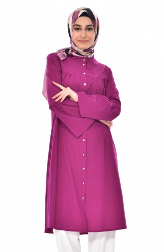 Buttoned Pleated Tunic 3181-10 Plum 3181-10