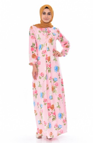 بينجيسو فستان بتصميم مُطبع 5040-11 لون زهري 5040-11