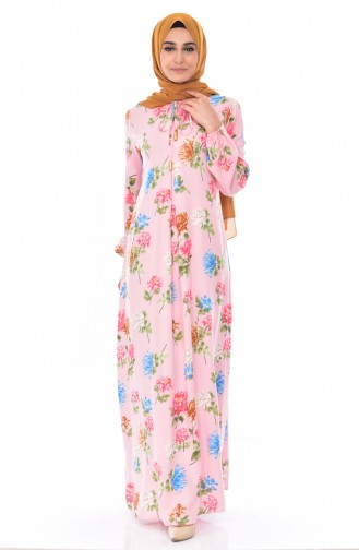 بينجيسو فستان بتصميم مُطبع 5040-11 لون زهري 5040-11