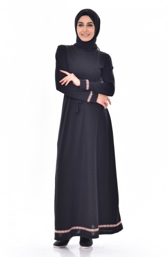 Black Hijab Dress 3673A-01