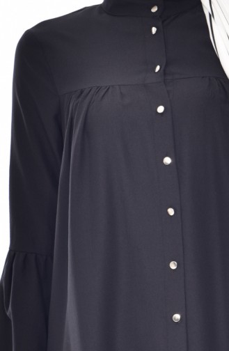 Buttoned Pleated Tunic 3181-06 Black 3181-06