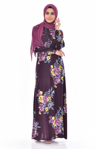 بينجيسو فستان بتصميم مُطبع 5040-12 لون كرزي 5040-12