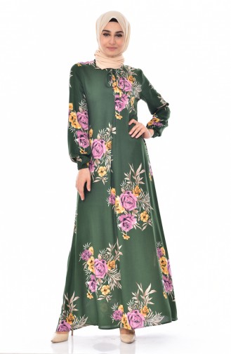 Emerald Green Hijab Dress 5040-07