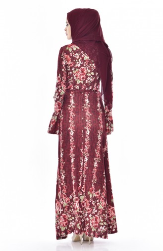 Claret Red Hijab Dress 0242-01