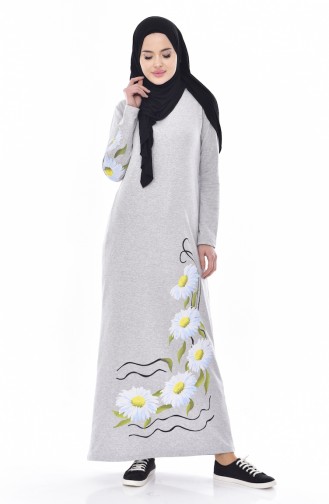 توبانور فستان مُحاك بتصميم مُطبع 2947-03 لون رمادي 2947-03