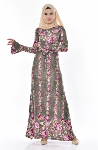 Khaki Hijab Dress 0242-02