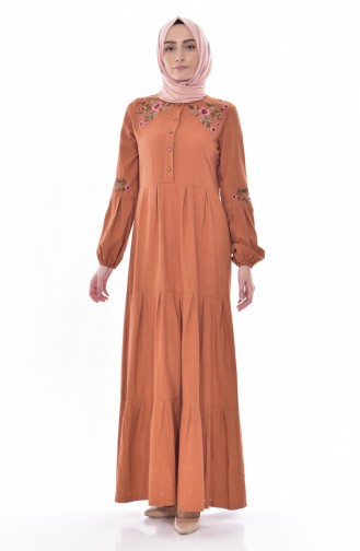 Brick Red Hijab Dress 1853-04