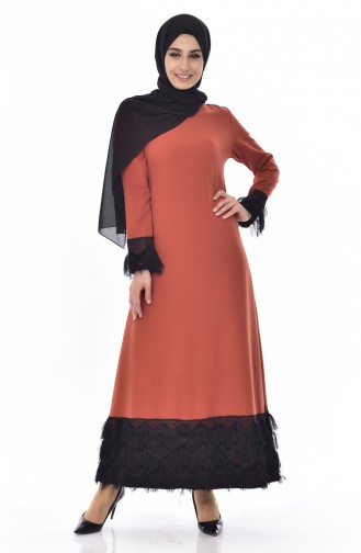 Brick Red Hijab Dress 81539-01