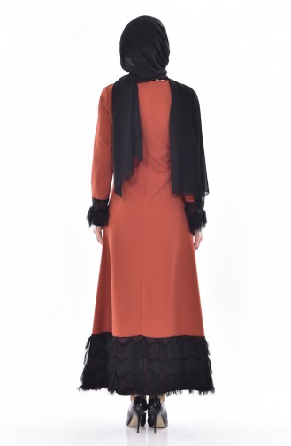 Brick Red Hijab Dress 81539-01