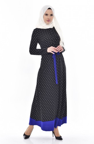 دلبر فستان بتصميم مُنقط 5212-03 لون كحلي 5212-03