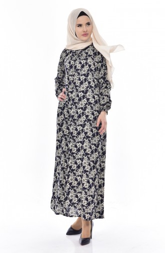 Dilber Rose Printed Dress 6015-02 Navy 6015-02