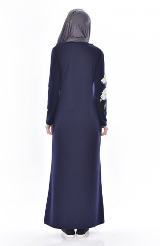 Navy Blue Hijab Dress 2947-02