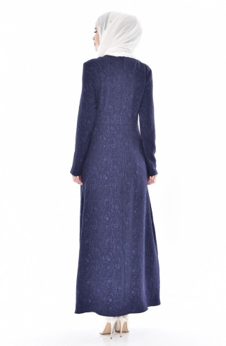 Navy Blue Hijab Dress 0128-03