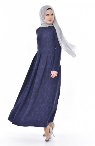 Navy Blue Hijab Dress 0128A-04