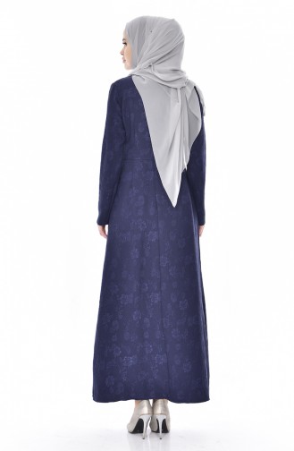 Navy Blue Hijab Dress 0128A-04