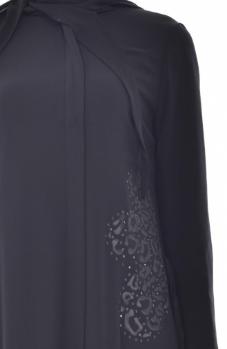 Abaya İmprimée de Pierre 35805-01 Noir 35805-01