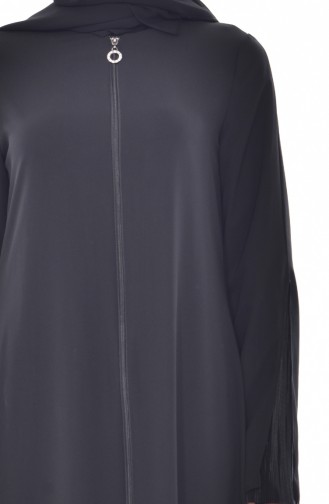 Gefaltetes Abaya mit Reißverschluss 35814-02 Schwarz 35814-02