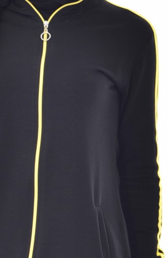 Zippered Tracksuit Suit 18068-09 Black Yellow 18068-05