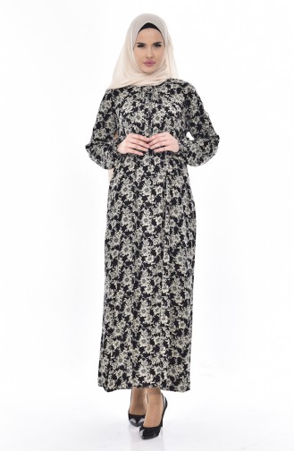 Dilber Rose Printed Dress 6015-01 Black 6015-01