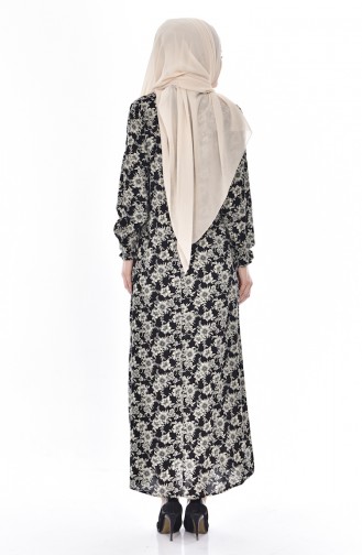 Robe İmprimée de Roses 6015-01 Noir 6015-01