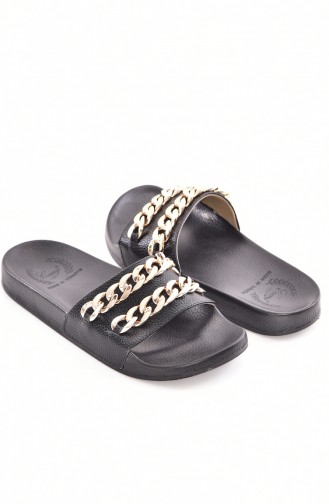 Claquettes avec Chaîne Pour Femme 50237-01 Noir 50237-01