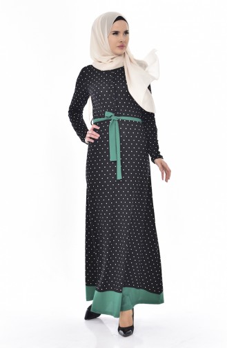 دلبر فستان بتصميم مُنقط 5212-01 لون أخضر 5212-01
