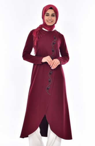 TUBANUR Embroidered Tunic 2942-05 Claret Red 2942-05