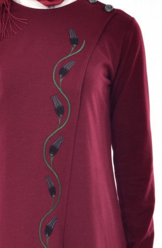 TUBANUR Embroidered Tunic 2942-05 Claret Red 2942-05