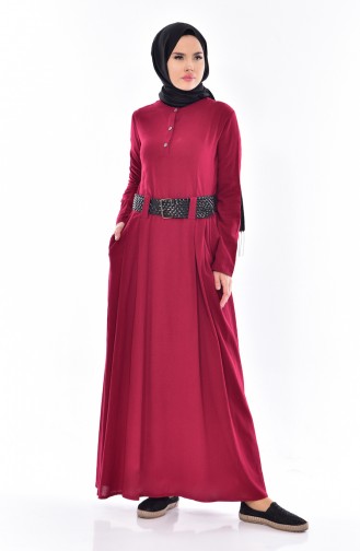 Claret Red Hijab Dress 3001-08